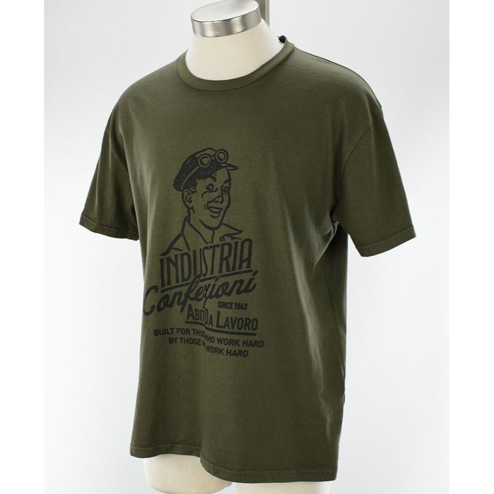 ROY ROGERS x DAVE'S Army Green Graphic Short Sleeve Crew T Shirt LARGE NWT